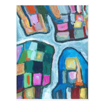 Colorful Cellular Bay (abstract expressionism) Post Card
