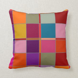 Colorful Checkered Geometric Pattern Pillow