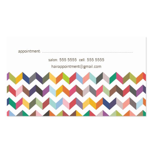 Colorful Chevron Arrows Pattern Hair Stylist Card Business Card (back side)