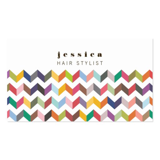 Colorful Chevron Arrows Pattern Hair Stylist Card Business Card (front side)