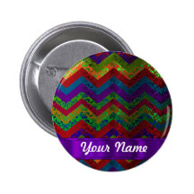 Colorful chevron damask pattern pin
