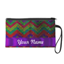 Colorful chevron damask pattern wristlet clutch