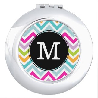 Colorful Chevron Monogram Compact Mirror Makeup Mirrors