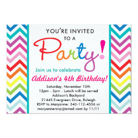 Colorful Chevron Party Invitation 5