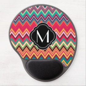 Colorful Chevron Pattern with Monogram Gel Mouse Pad