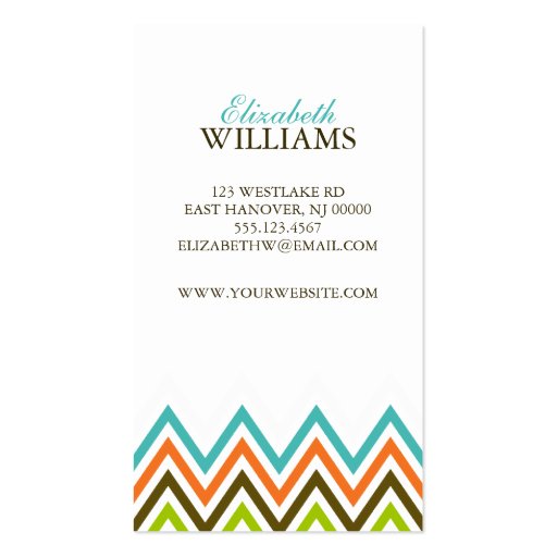 Colorful Chevron Stripes Business Cards (front side)