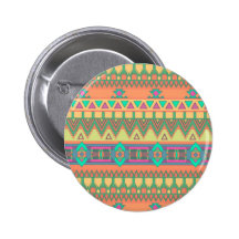 Colorful Chevron Zig Zag Tribal Aztec Ikat Pattern Pinback Button