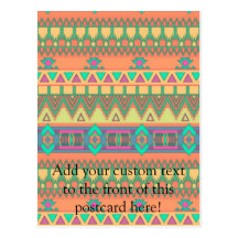 Colorful Chevron Zig Zag Tribal Aztec Ikat Pattern Postcards