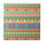 Colorful Chevron Zig Zag Tribal Aztec Ikat Pattern Tile