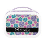 colorful chic roses pattern personalize lunchbox