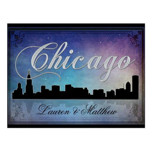 Colorful Chicago Illinois skyline Post Card