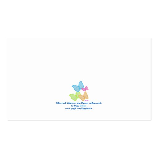 Colorful Childrens Calling Cards Business Card Templates (back side)