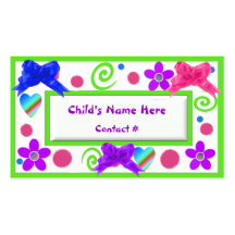 Colorful Childrens Calling Cards Business Card Template