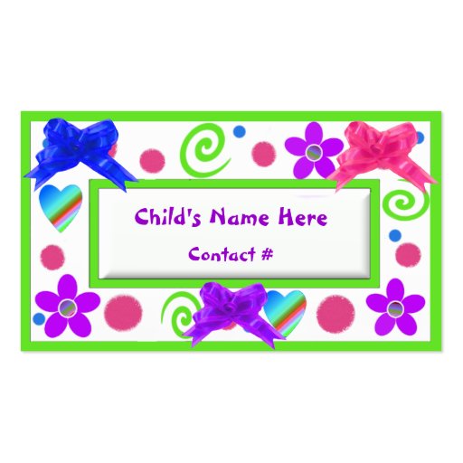 Colorful Childrens Calling Cards Business Card Template