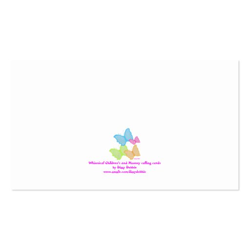 Colorful Childrens Calling Cards Business Card (back side)