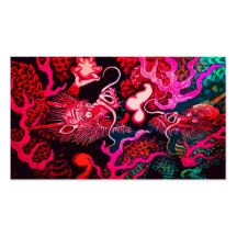 Colorful chinese dragon art business card templates