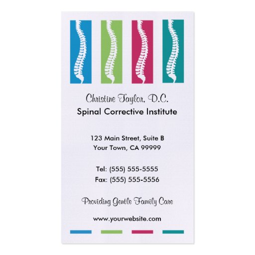 Colorful Chiropractic Business Cards (front side)