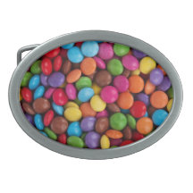Colorful Chocolate Candy Oval Belt Buckle
