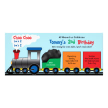 Colorful Choo Choo Train Birthday Invitation