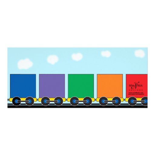 Colorful Choo Choo Train Birthday Invitation