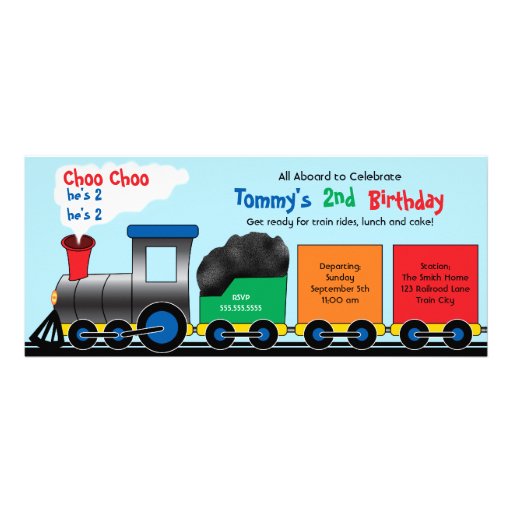 Colorful Choo Choo Train Birthday Invitation