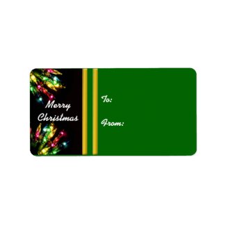 Colorful Christmas Light Border label