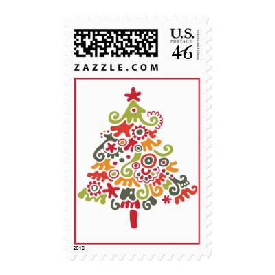 Colorful Christmas Tree postage