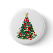 Colorful Christmas Tree: Vector Art: Pinback Button