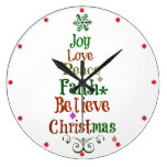 Colorful Christmas Tree Words Clocks