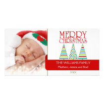Colorful Christmas Trees Photo Cards photo cards