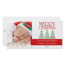 Colorful Christmas Trees Photo Cards