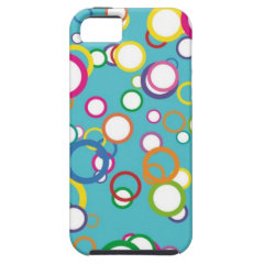 Colorful Circles Bubbles on Aqua Teal Pattern iPhone 5 Cases