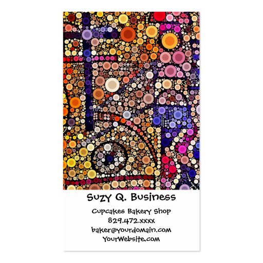 Colorful Circles Mosaic Southwestern Cross Design Business Card Template (front side)