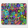 Colorful Circles on Black Background Mouse Mats