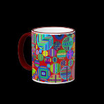 Colorful Circles Red Background mugs