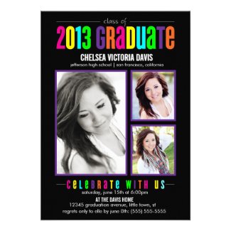Colorful Class of 2013 Graduate Photo Invite
