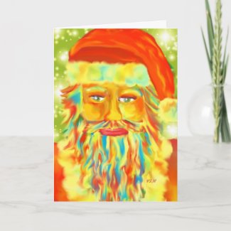 "Colorful Claus" Digital Art Santa Holiday Card