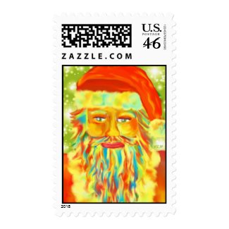 "Colorful Claus" Digital Art Santa Stamps