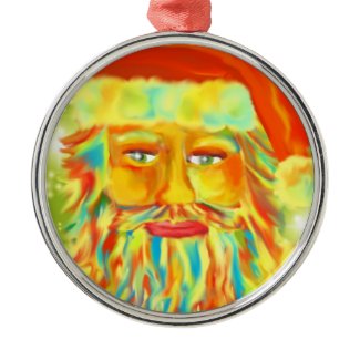 "Colorful Claus" Santa Art Christmas Ornaments