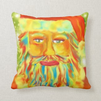 "Colorful Claus" Santa Art Throw Pillows