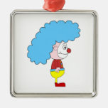 Colorful Clown Cartoon. Blue Hair. Christmas Tree Ornaments