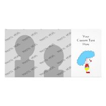 Colorful Clown Cartoon. Blue Hair. Photo Card Template