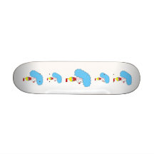 Colorful Clown Cartoon. Blue Hair. Custom Skate Board