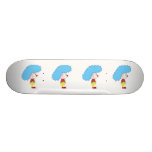 Colorful Clown Cartoon. Blue Hair. Custom Skateboard