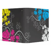 Colorful CMYK Abstract Vines 3 Ring Binders