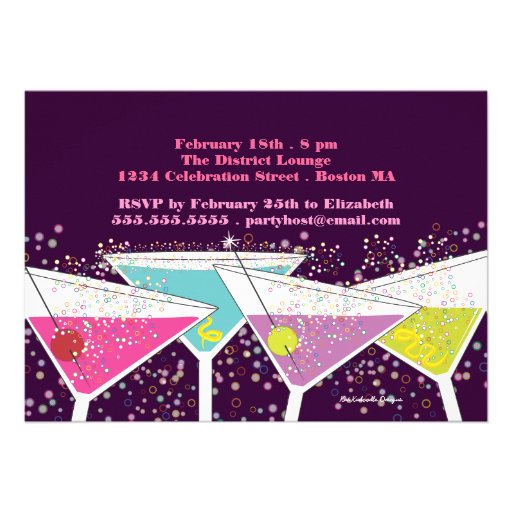 Colorful Cocktails Bachelorette Party Invitation