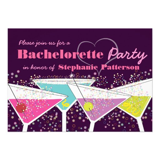 Colorful Cocktails Bachelorette Party Invitation