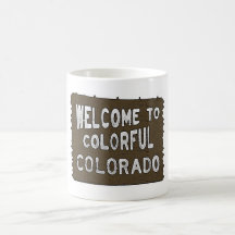 Colorful Colorado welcome sign coffee mug