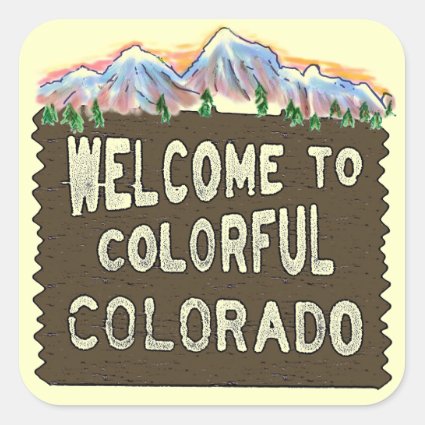Colorful Colorado welcome sign mountains stickers