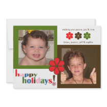 Colorful Colorblock Holiday Photo Card 2 invitations